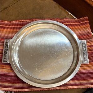 Vintage International Decorator stainless Steel Tray, Floral scroll handles